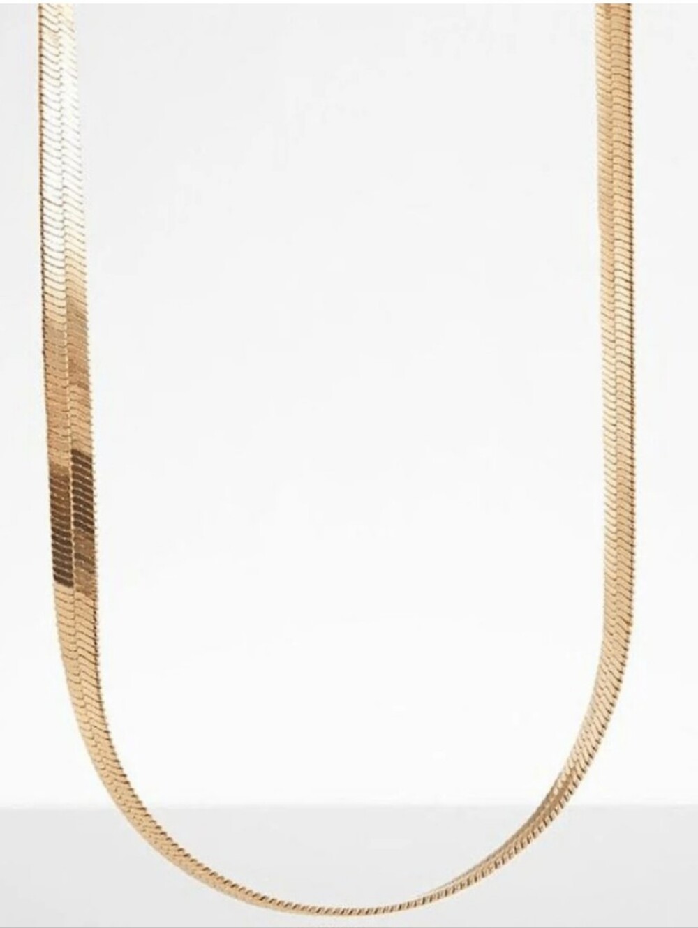 Gold Herringbone Flat Snake Chain Necklace -16in Jewelry Minimal Clean Old Money
